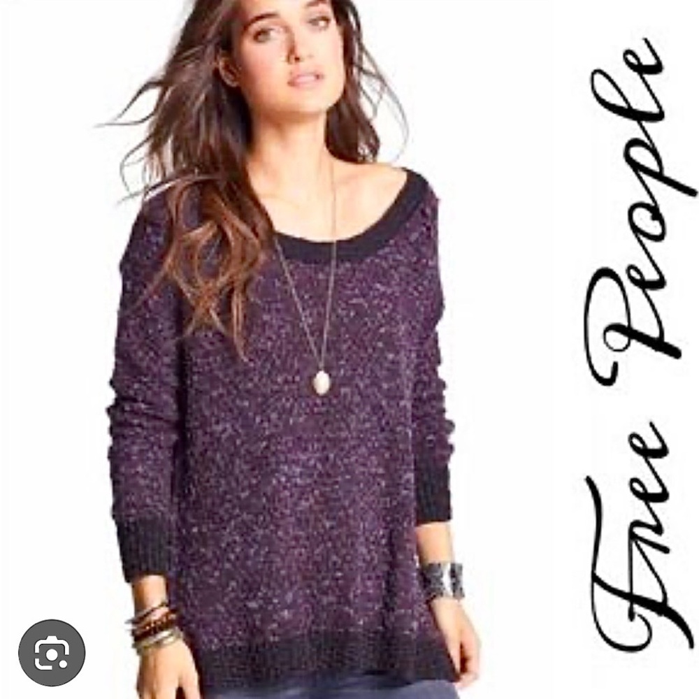Free People Honeycomb Chunky Tunic Sweater Sz M Purple Grey